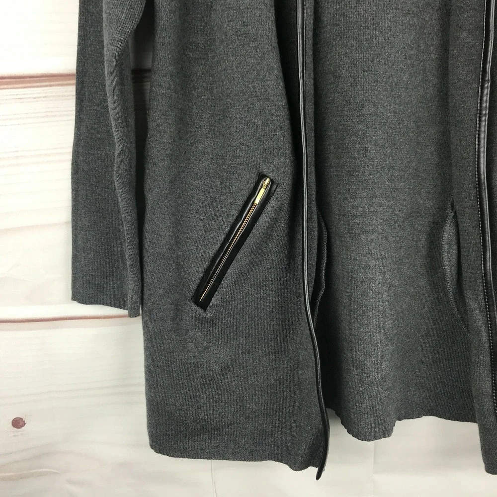 Charter Club Sweater Womens XS Gray Cardigan Open Front Long Sleeve Zip Pocket
